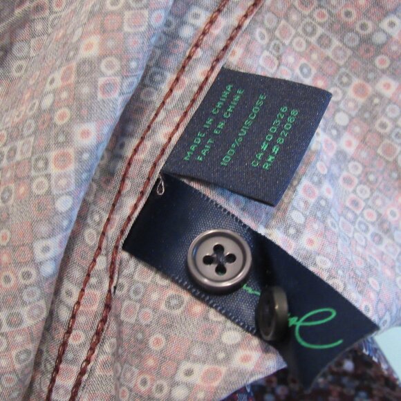 John Lennon Purple Geometric Print Camp Collar 100% Viscose Lightweight Shirt M - Picture 11 of 11